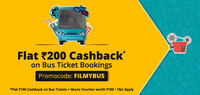 Flat ₹100 cashback + ₹100 movie voucher (100% cb) for bus ticket bookings of Min ₹300