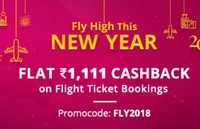 Flat 1,111 Cashback (on Min.5000) on Flight ticket booking