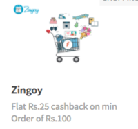 Freecharge Cashback of Rs. 25 on vouchers of 100 and more + 50 ZingCash+ on Zingoy