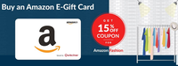 Woohoo - Buy Amazon E-Gift Card and get a coupon code for 15% OFF on selected Amazon Fashion products
