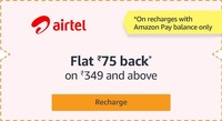 Get 75rs Cashback on 349 & above Airtel Recharge via Amazon Pay |all users|26-30nov.|