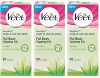 Veet Dry Skin Full Body Waxing Kit Strips (60 Strips)