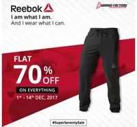 Flat 70% off on Reebok/Adidas Merchandise (shoes, Clothing, sportswear) at BrandFactory Stores 