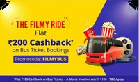 Flat Rs. 100 cashback + Rs. 100 cashback on Movie Tickets At Paytm