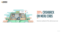 Get 20% cashback when you pay with Freecharge at Meru Cabs.