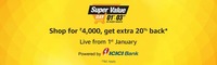 Amazon Super value days - Shop for 4000 get 20% back | 1 Jan onward