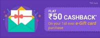 Flat Rs.50 Cashback On First Gift Card purchase at Phonpe