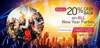 20% cashback upto 500 on all New Year Parties
