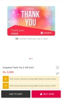 Flat 10% instant discount (without EMI) and 15% instant discount (with EMI) on Snapdeal egvs at Snapdeal.com with HSBC Cards