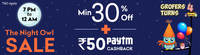 Night Owl Sale (7 PM - 12 AM) | Min.30% off + Rs.50 cashback