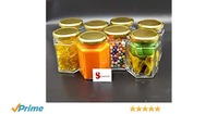 Satyam Kraft (Pack of 8)Hexagon Glass Jar and Container(220 ml) with Rust Proof Air Tight Lid