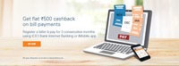 [Select Users] get flat Rs. 500 cashback Register a biller using ICICI Bank Internet Banking or iMobile app and pay that bill for 3 consecutive months