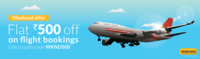 Get flat Rs. 500 Off on flight booking with min booking amount 3000 .+No convenience charges