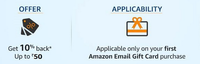 Get 10 % Cashback On Email gift Card At Amazon