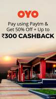Get 50% Cashback up to 300+ Flat 50% off on Hotels when you pay using Paytm at Oyo