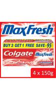 Colgate maxfresh toothpaste 150g (pack of 4) at 180 /- only