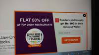 Dineout :  Free 100 Credits from Economictimes