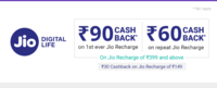 Upto 90 Cashback on jio recharges via Phonepe 