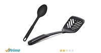 Nirlon Nylon Cooking Spoon Set, 2-Pieces, Black