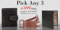 Hidekraft Offers: Pick any 3 wallets for 399 Only