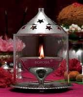 [Back in Stock] Borosil Nickel Table Diya  (Height: 6 inch)