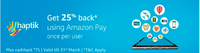 Haptik - 25% cashback (Max. Rs.75) through amazon pay