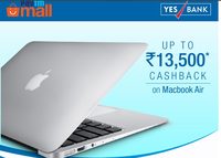 Upto INR 13,500 cashback on Macbook Air at Paytm with YES BANK Credit Cards 