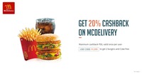 Get 20% cashback when you pay with Freecharge on Mcdelivery[1st Mar- 31st Mar 2018]