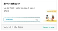 Flat 20% cashback on spas and salons at nearbuy