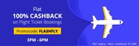 Get 100% Cashback up to ₹1,000 on flight ticket bookings