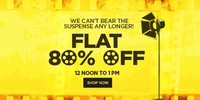 Jabong mystery deals 12-1PM : Flat 80% off on top brands