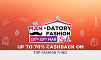 Paytmmall Man-Datory Fashion Sale : upto 70% off + upto 70% cashback