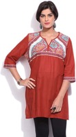 Aurelia Printed Women's Straight Kurti  (Red)