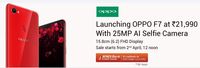 OPPO F7 (Red, 64 GB)  (4 GB RAM) : Extra ₹1000 discount + 5% Cash back on ICICI bank credit card EMI Transactions sale today 12pm