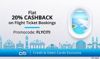  20% cashback* upto 2000 on Domestic Flights booked via Paytm app/website with Citibank Cards. (Every Thursday)