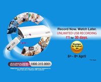 Videocon d2h Khushiyon Ka Weekend offer  6 to-8 April:-  Unlimited USB Recording @1rs (for 30days)