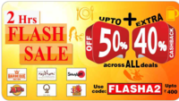 Upto 50% OFF + Extra 40% Cashback on accross all Deals
