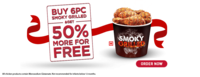 Buy 6 pieces smoky grilled and get 50% more for free