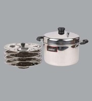 Silver Stainless Steel 4 Plate Induction Compatible Idli Cooker By Pristine