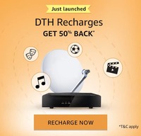 (last day) Get 50% Cashback upto Rs.100 on DTH Recharge. Valid for all users once during the offer period (1st-31st May 2018).