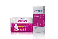 Vwash Wow Ultra Thin Sanitary Napkin - 16 Pieces (Extra Large) with Liquid Wash - 200 ml 