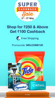 Flat Rs 100 Cashback on daily need products worth 250 for new users