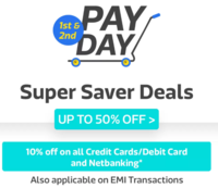 Flipkart Cashless Payday - 10% Instant Discount with All Debit Cards, Credit Cards, NetBanking & EMI