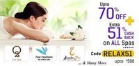 Upto 70% off + 51% Cashback (Max Rs.500) on all Spas & Salons