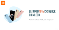 Get 10% upto Rs 100 cashback on Xiaomi