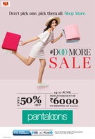 Pantaloons : Get Upto 50% OFF & Instant Discount of 6000 on shopping of 12000 across Pantaloons brands | plus 5% cash back using SBI cards | 15-17 June