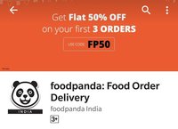 Flat 50% off on first 3 orders on Foodpanda.