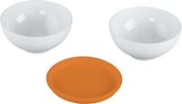 Servewell Pong Melamine Serving Set, 3-Pieces, Orange/White