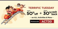 LittleApp Terrific Tuesday : upto 50% off + Extra 30% cashback upto Rs 150 on all activities