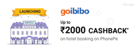 Phonepe - 20% cashback upto 2000 at Goibibo on hotel bookings 